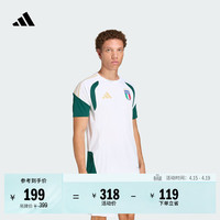 adidas 意大利队足球训练速干修身圆领短袖球衣男新款阿迪达斯官方   白色/绿色