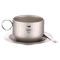  keith/铠斯 纯钛材质 钛咖啡杯套装+盘子+勺调羹