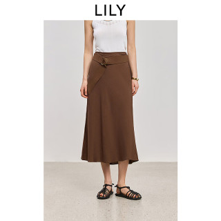  LILY/丽丽 复古斜裁开叉 女士半身裙