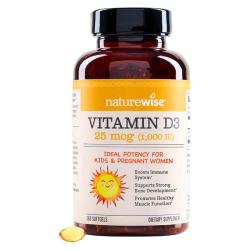 naturewise 维生素D3阳光瓶1000IU 活性vd3儿童青少年发育补钙 360粒*1瓶