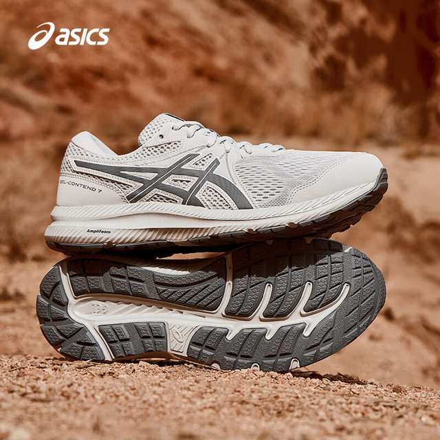 亚瑟士 跑步鞋男鞋缓震舒适回弹运动鞋网面透气跑鞋 GEL-CONTEND 7 灰色 42