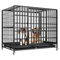 憨憨宠 狗笼 狗笼子大型犬中型犬带厕所加粗加固金毛拉布拉多方管笼子 黑浮银110
