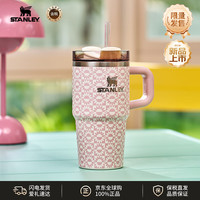 史丹利 网红吸管杯大容量办公车载不锈钢杯子591ML-蜜桃向日葵