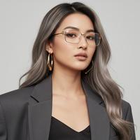 BALENCIAGA 时尚方框眼镜架商务金属镜架近视眼镜框BB0340O