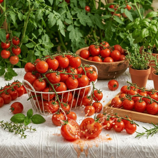 适合做沙拉！皮薄汁多：京鲜生 富美鹤城串收樱桃番茄 430g*2盒