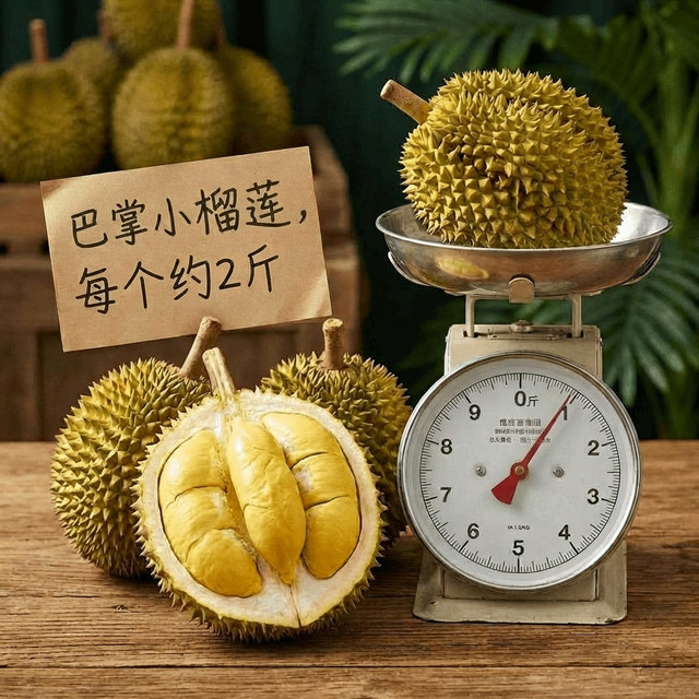 吃一次开一个、每斤21.6-26.4元！：京东生鲜 泰国金枕巴掌榴莲2个组合装 净重4.5-5.5斤（单粒2-3斤）