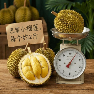 吃一次开一个、每斤21.6-26.4元！：京鲜生 泰国金枕巴掌榴莲 2个组合装 净重4.5-5.5斤（单粒2-3斤）