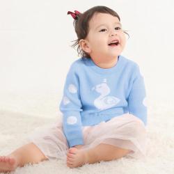 Cottonshop 18个月-6岁女童秋季套头针织线衫纱布连衣裙