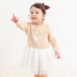 Cottonshop 18个月-6岁女童秋季套头针织线衫纱布连衣裙
