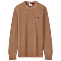 Tommy Jeans 男学院纯棉刺绣纯色细绞花打底圆领针织衫毛衣17776