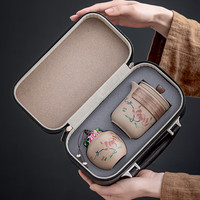 粗陶快客杯一壶三杯旅行茶具套装