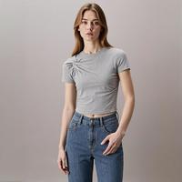 alexanderwang ALEXANDER WANG 女式夏季时尚潮流设计感扭结纯色休闲短袖T恤