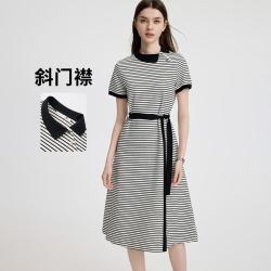 navigare 意大利小帆船 气质收腰显瘦条纹polo连衣裙女