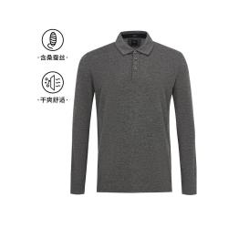 BOSS 男士春秋长袖商务休闲舒适百搭桑蚕丝Polo衫
