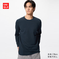 优衣库 HEATTECH EXTRA WARM 棉混纺圆领保暖T恤 藏青色 4XL