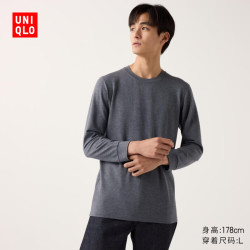 优衣库 HEATTECH EXTRA WARM 棉混纺圆领保暖T恤 深灰色 4XL
