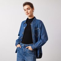 navigare 意大利小帆船蓝色工装牛仔衬衫女衬衣外套