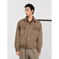 GXG 男装 秋季新款 pu皮拼接夹克外套灯芯绒宽松长裤休闲套装