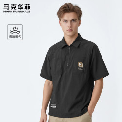 马克华菲 冲孔拼接亲肤透气POLO衫