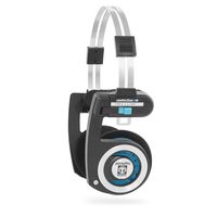 KOSS Porta Pro 无线 2.0 蓝牙入耳式耳机,20 小时以上电池,USB-C 充电,麦克风,模拟音频传递,复古风格,黑色