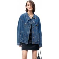MO&Co.【土耳其棉】宽松落肩廓形斜门襟牛仔外套设计感小众 牛仔蓝色-第2批 XS/155