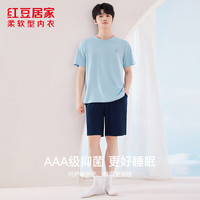 红豆居家 男士睡衣短袖女士家居服套装夏季 海风蓝 男士175/XL