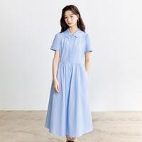 茵曼 欧若风松弛感衬衫连衣裙2025夏季通勤气质简约高级感A字裙子