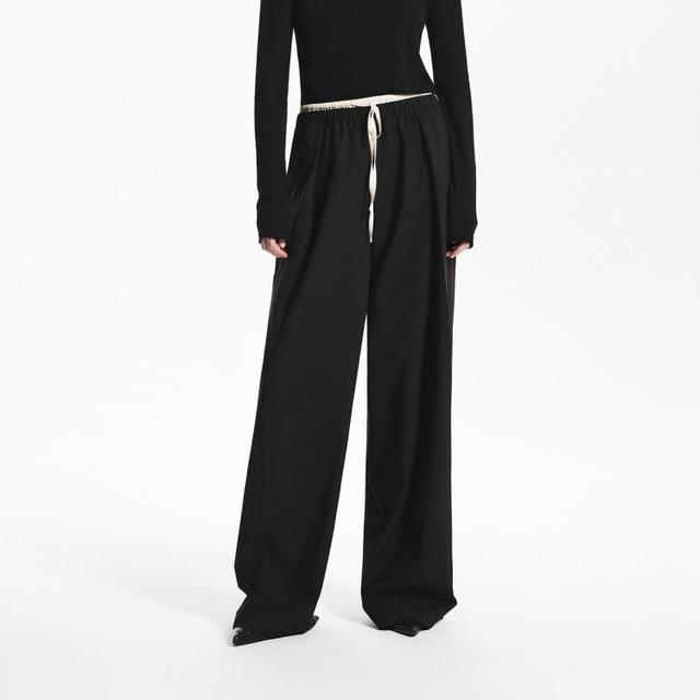 MO&Co. 抽绳松紧腰双腰头长直筒休闲裤