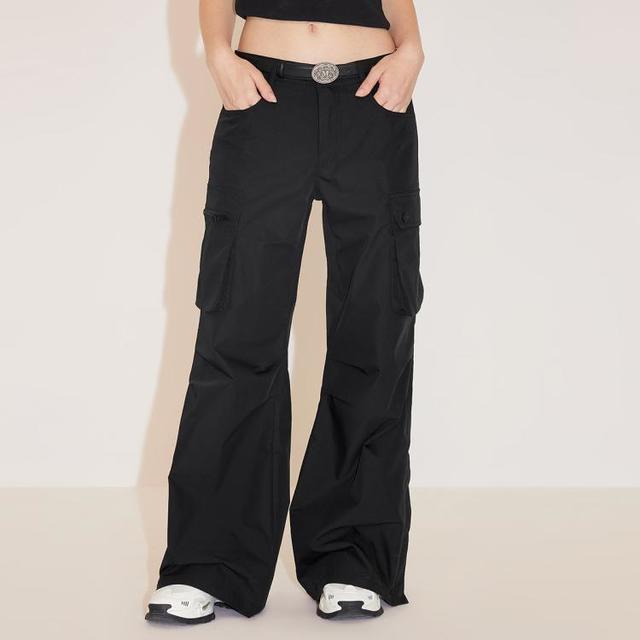 MISS SIXTY 复古运动风伞兵工装口袋微喇叭裤显瘦长裤女士