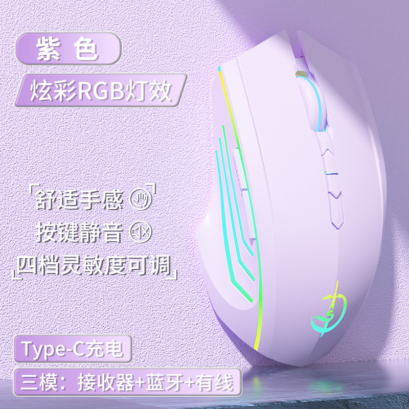 【2.4G/蓝牙/有线三模】7键-RGB呼吸灯-四挡dpi-一键返回桌面-锦葵紫