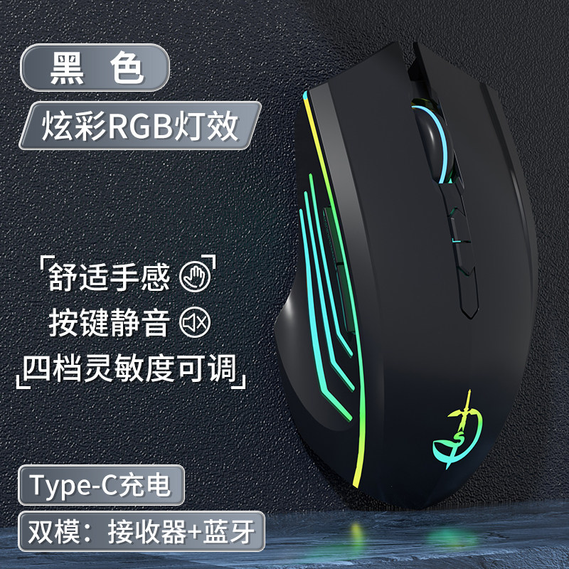 【2.4G/蓝牙双模】7键-RGB呼吸灯-四挡dpi-一键返回桌面-玄雅黑