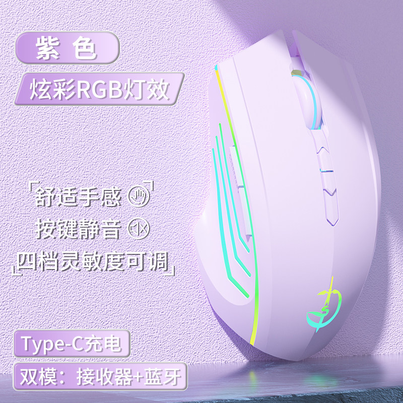 【2.4G/蓝牙双模】7键-RGB呼吸灯-四挡dpi-一键返回桌面-锦葵紫