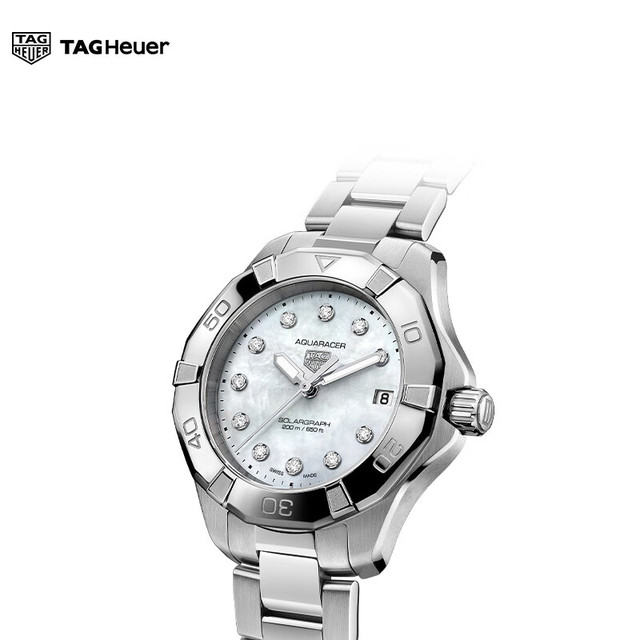 TAG Heuer 竞潜 粉盘太阳能钻石女表