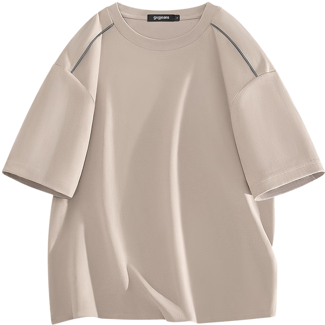 京东百亿补贴：gxgjeans 美式肩部嵌条休闲宽松短袖T恤 J26D442001