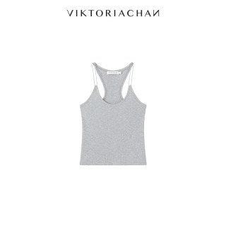  VIKTORIACHAN 低领设计 女士背心 细肩带 绳饰 XS 灰色
