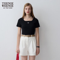 TEENIE WEENIE 【方领显气质】针织短袖T恤 百搭打底衫