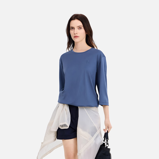 AIGLE 限时4小时！纯棉抗菌休闲简约七分袖T恤