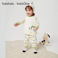 巴拉巴拉 balaOne婴儿套装男女童长袖睡衣秋冬保暖可爱萌 灰色企鹅00314 90