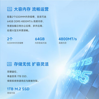 戴尔成铭新款 高性能AI台式电脑迷你主机(R5-150 16G 512G)23.8显示器
