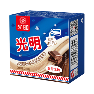 光明 牌 白雪冰砖100g*4块 经典奶砖牛奶巧克力味冰淇淋 家庭装雪糕冷饮