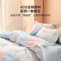 水星家纺 100%纯棉 床上四件套 被套 床单 枕套