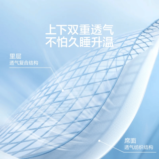 LOVO罗莱 冰丝提花凉席 蓝格格绑带款 三件套