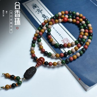 GOYN 中药合香珠疏肝解郁安神助眠 黑龙涎香 8mm108颗祥云吊坠