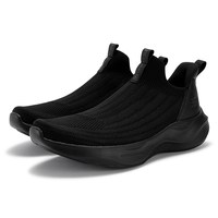 移动端：361° Q弹超系列 黑武士 男款超轻透气一脚蹬减震跑鞋 672542215