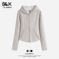 班尼路 开衫连帽卫衣  燕麦#纯色 L