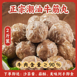 利园 潮汕手打牛肉丸牛筋丸 2斤