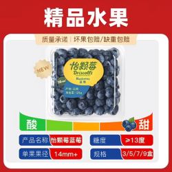 怡颗莓 蓝莓 125g*3盒 中大果果径14mm+