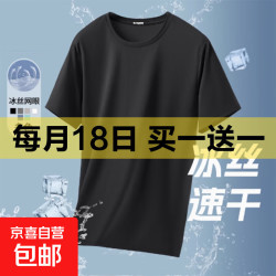 京喜 透气冰丝速干凉感短袖T恤（多色可选）买一送一！