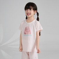 歌瑞家 2025夏季新款婴幼儿童透气棉可爱兔子印花短袖圆领上衣