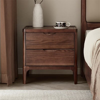  QuanU/全友 新中式 实木软包床 床头柜